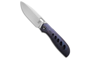 Image of Poikilo Blade Poikilo Blade Gecko Midtech 4 Flipper Knife Zirconium 3.25" Satin, Blue/Gray/Purple, M398, adult, BHQ-218736