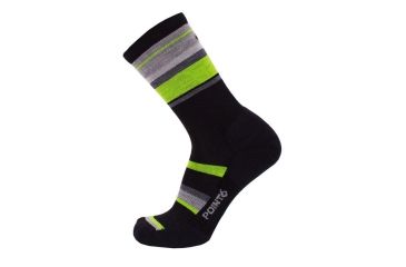 Image of Point 6 Active Band Light Crew  Men's Socks, Black/Super Lime, Large 2722-276-07