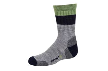 Image of Point 6 Block Stripe Extra Light Crew Kids Socks, Stone, Large, 4538-010-04