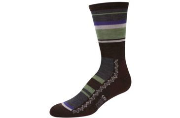 Image of Point 6 Lifestyle Multi Stripe Light Crew - Women's-Chestnut-Small