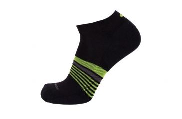 Image of Point 6 Running Wall Street Extra Light Mini Crew Men's Socks, Black/Super Lime, Small 1179-276-05