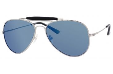 Image of Polaroid X 4320/S Sunglasses X4320S-00BF-QV-5916 - Dark / Silver Frame, Gray Blue Mirpolr Lenses, Lens Diameter 59mm, Distance Between Lenses 16mm