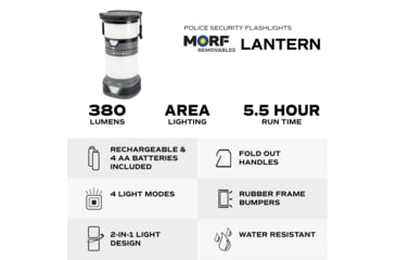 Image of Police Security Flashlights Psf Morf Lantern 350 Lumens Rechargeable &amp; 4aa Batteries