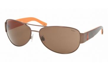 Image of Polo PH3049 Single Vision Sunglasses, Brown-Orange Frame, Brown Lens 901373-6415