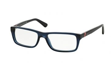 Image of Polo PH2104 Progressive Prescription Eyeglasses 5276-52 - Blue Transparent Frame, Demo Lens Lenses