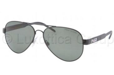 Image of Polo PH3056 Sunglasses 90389A-6014 - Matte Black Polarized Green