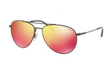 Image of Polo PH3111 Sunglasses 90056Q-59 - Matte Olive Frame, Orange Mirror Lenses
