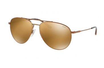 Image of Polo PH3111 Sunglasses 93177D-59 - Demishiny Bronze Frame, Mirror Gold Lenses
