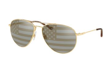 Image of Polo PH3111 Sunglasses 9004V5-59 - Gold Frame, Grey Tam American Flag Sil/gol Lenses