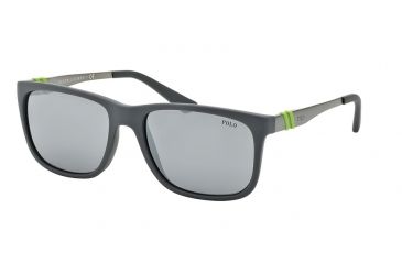 Image of Polo PH4088 Sunglasses 54216G-55 - Matte Grey Frame, Green Lenses