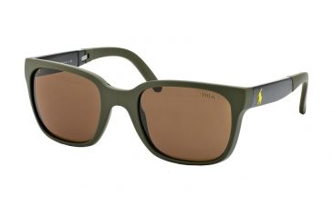 Image of Polo PH4089 Sunglasses 521673-54 - Rubber Olive Frame, Brown Lenses