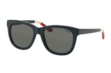 Image of Polo PH4105 Sunglasses 556987-54 - Shiny Navy Blue Frame, Blue/Grey Lenses