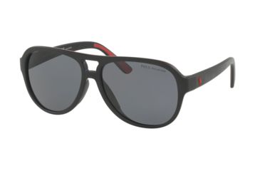 Image of Polo PH4123 Single Vision Prescription Sunglasses PH4123-500181-58 - Lens Diameter 58 mm, Frame Color Matte Black Red Rubber