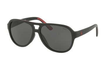 Image of Polo PH4123 Single Vision Prescription Sunglasses PH4123-500187-58 - Lens Diameter 58 mm, Frame Color Matte Black Red Rubber