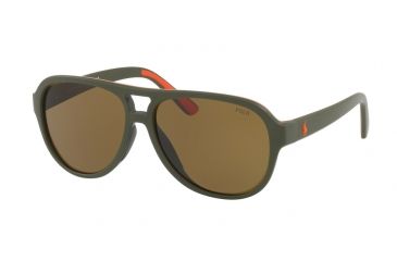 Image of Polo PH4123 Single Vision Prescription Sunglasses PH4123-521673-58 - Lens Diameter 58 mm, Frame Color Matte Olive Orange Rubber