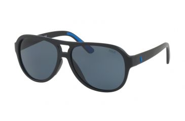 Image of Polo PH4123 Single Vision Prescription Sunglasses PH4123-562987-58 - Lens Diameter 58 mm, Frame Color Matte Black Royal Blue Rubber