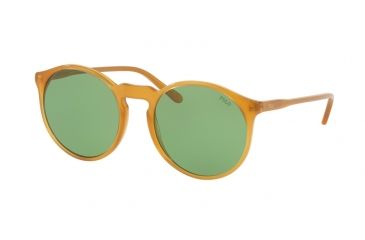 Image of Polo PH4129 Sunglasses 527571-53 - Honey Frame, Green Lenses