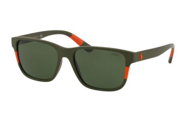 Image of Polo PH4137 Prescription Sunglasses PH4137-521671-57 - Lens Diameter 57 mm, Frame Color Matte Olive/Orange