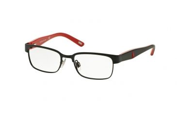 Image of Polo PP8036 Eyeglass Frames 3136-44 - Satin Black/black Red Frame