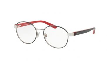 Image of Polo PP8038 Eyeglass Frames 3217-45 - Satin Silver Black/black Red Frame