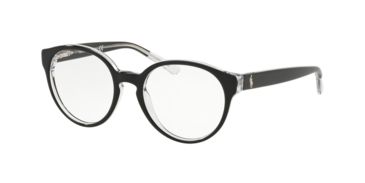Image of Polo PP8533 Eyeglass Frames 5011-46 - Top Black On Crystal Frame