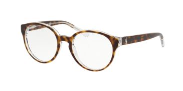 Image of Polo PP8533 Eyeglass Frames 5225-46 - Top Havana On Crystal Frame