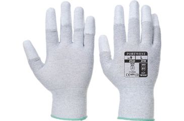 Image of Portwest Antistatic PU Fingertip Glove, Grey, Large, A198GRRL