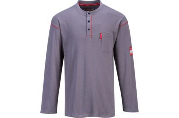 Image of Portwest Bizflame FR Henley Neck T-Shirt, Gray, 3XL, FR02GRRXXXL