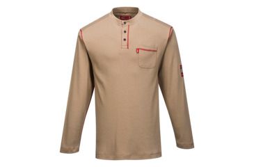 Image of Portwest Bizflame FR Henley Neck T-Shirt, Khaki, Small, FR02KHRS