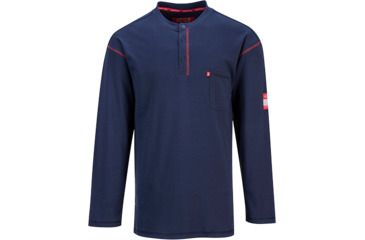 Image of Portwest Bizflame FR Henley Neck T-Shirt, Navy, Medium, FR02NARM