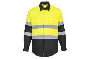 Image of Portwest Hi-Vis Work Long Sleeve Shirt, Yellow/Black, Medium, E066YBRM