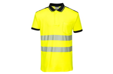 Image of Portwest PW3 Hi-Vis Polo Short Sleeve Shirt, Yellow/Black, Large, T180YBRL