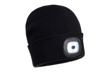 Image of Portwest Rechargeable Twin LED Beanie, Black, One Size, B028BKR