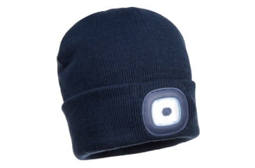 Image of Portwest Rechargeable Twin LED Beanie, Navy, One Size, B028NAR
