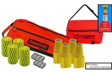 Image of Powerflare 24-Position Cone Adapter Kit with 24-Pack Soft Pack of Magnetic PowerFlare Lights, Red/Blue LEDs, Tan Shell CKT-SP24M-RB-T