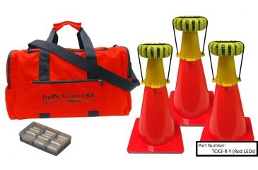 Image of Powerflare 3-Position PowerFlare Traffic Control Kit, Magnetic, Blue LEDs, Orange Shell TCK3M-B-O