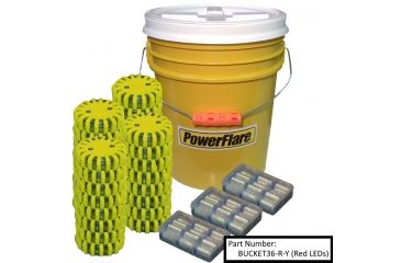 Image of Powerflare 36-Pack Bucket of PowerFlare Lights, Red/Blue LEDs, Tan Shell BUCKET36-RB-T