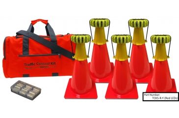 Image of Powerflare 5-Position PowerFlare Traffic Control Kit, Red/Blue LEDs, Tan Shell TCK5-RB-T