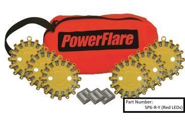 Image of Powerflare 6-Pack PowerFlare Soft Pack, Magnetic, Red/Blue LEDs, Tan Shell SP6M-RB-T