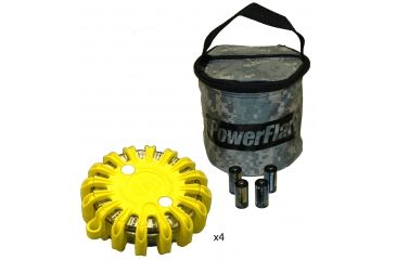 Image of Powerflare PF-200 Softpack,  4 Safety Lights,Amber LED,ACU Bag,6 Batteries, Yellow Shell SP6ACU-A-Y