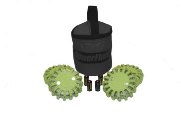 Image of Powerflare PF-200 Softpack,  4 Safety Lights,Amber LED,Black Bag,6 Batteries, Olive Drab Shell SP6BK-A-OD