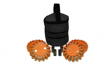 Image of Powerflare PF-200 Softpack,  4 Safety Lights,Amber LED,Black Bag,6 Batteries, Orange Shell SP6BK-A-O