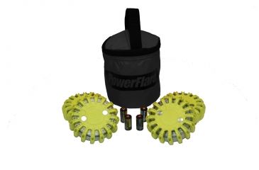 Image of Powerflare PF-200 Softpack,  4 Safety Lights,Amber LED,Black Bag,6 Batteries, Yellow Shell SP6BK-A-Y