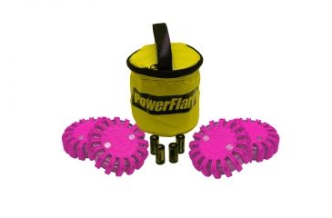 Image of Powerflare PF-200 Softpack,  4 Safety Lights,Amber LED,Yellow Bag,6 Batteries, Hot Pink Shell SP6Y-A-HP