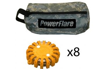 Image of Powerflare PF-200 Softpack,  8 Safety Lights,Amber LED,ACU Bag,8 Batteries, Orange Shell SP8ACU-A-O