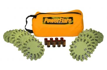 Image of Powerflare PF-200 Softpack,  8 Safety Lights,Amber LED,Orange Bag,8 Batteries, Olive Drab Shell SP8O-A-OD