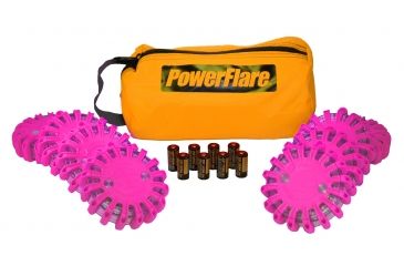 Image of Powerflare PF-200 Softpack,  8 Safety Lights,Amber LED,Orange Bag,8 Batteries, Hot Pink Shell SP8O-A-HP