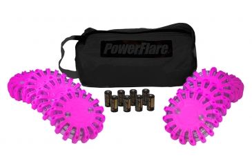 Image of Powerflare PF-200 Softpack,  8 Safety Lights,Amber LED,Black Bag,8 Batteries, Hot Pink Shell SP8BK-A-HP