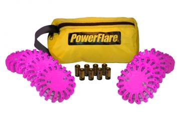 Image of Powerflare PF-200 Softpack,  8 Safety Lights,Amber LED,Yellow Bag,8 Batteries, Hot Pink Shell SP8Y-A-HP