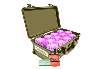Image of Powerflare PF-200 Incident Command Pack - 24 Lights,Infrared LED,Tan Case, 24 Batteries, Hot Pink Shell PFPACK24T-I-HP